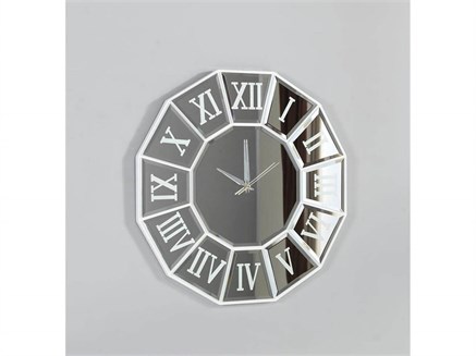 Dekoratif Ayna Saat Gümüş
